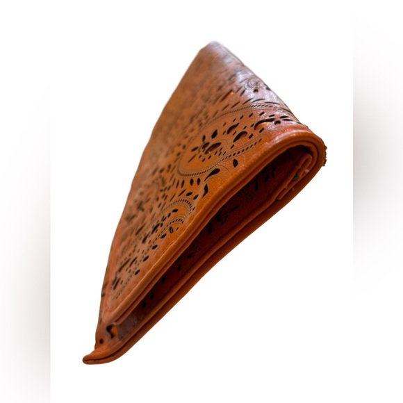 Long‎ Orange Paisley Print Clutch HandBag - Picture 5 of 8